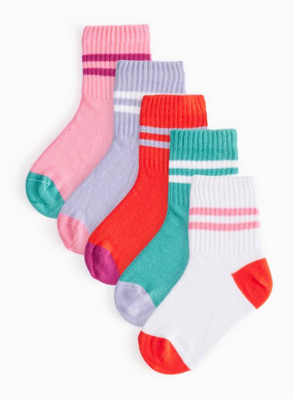 Colourful Stripe Sports Ankle Socks 5 Pack 12.5-3.5